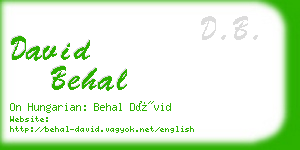 david behal business card